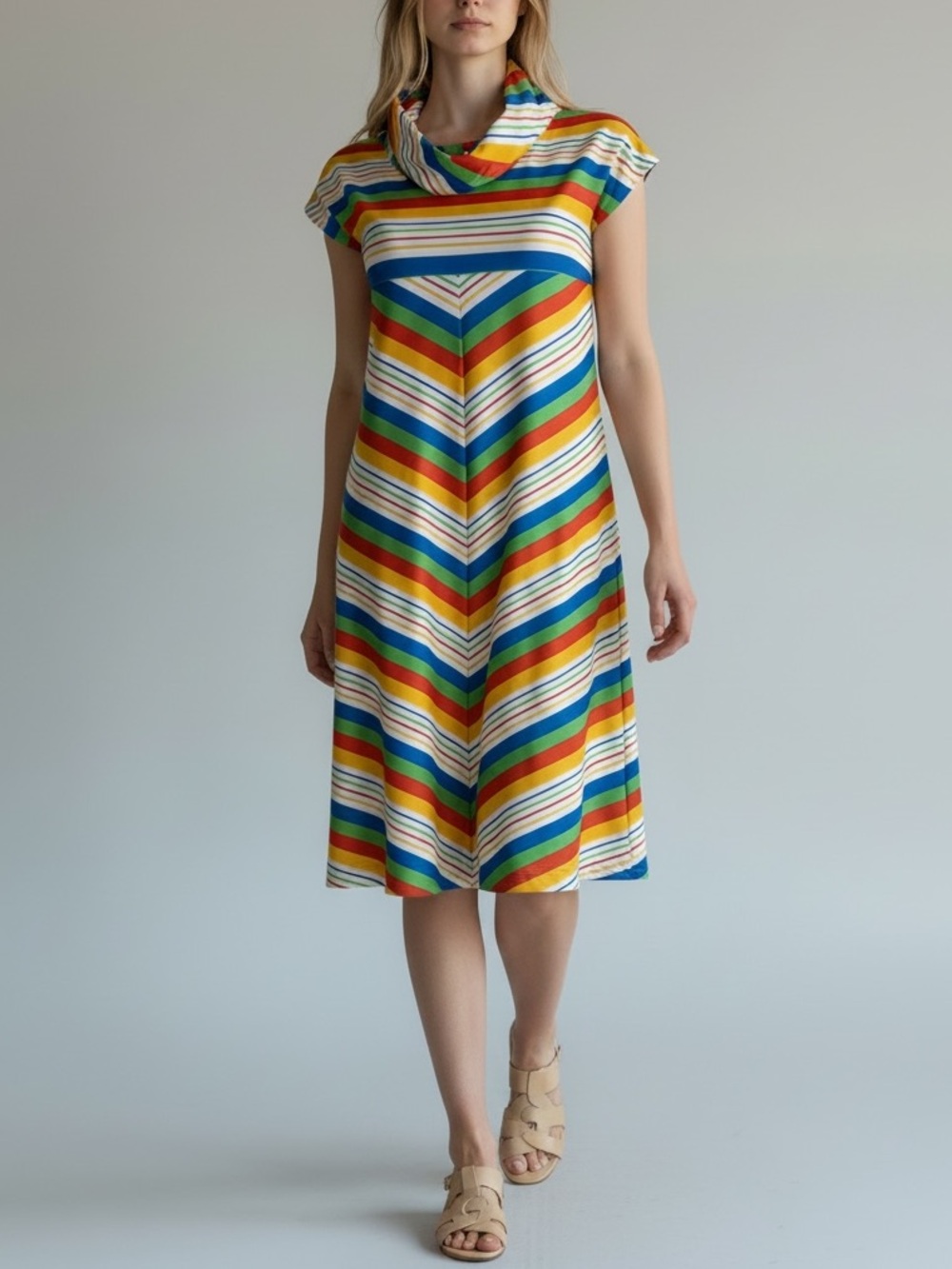 Canadian Made Vintage 70’s Maggie Designs Montreal Rainbow Striped Dress